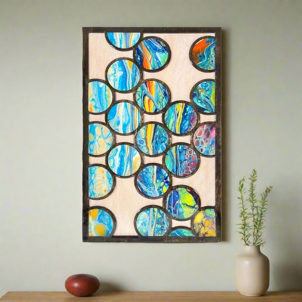 round abstract - wood inlays - Bubbles - Pashley Creations