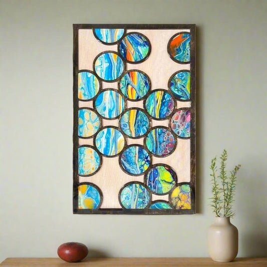 round abstract - wood inlays - Bubbles - Pashley Creations