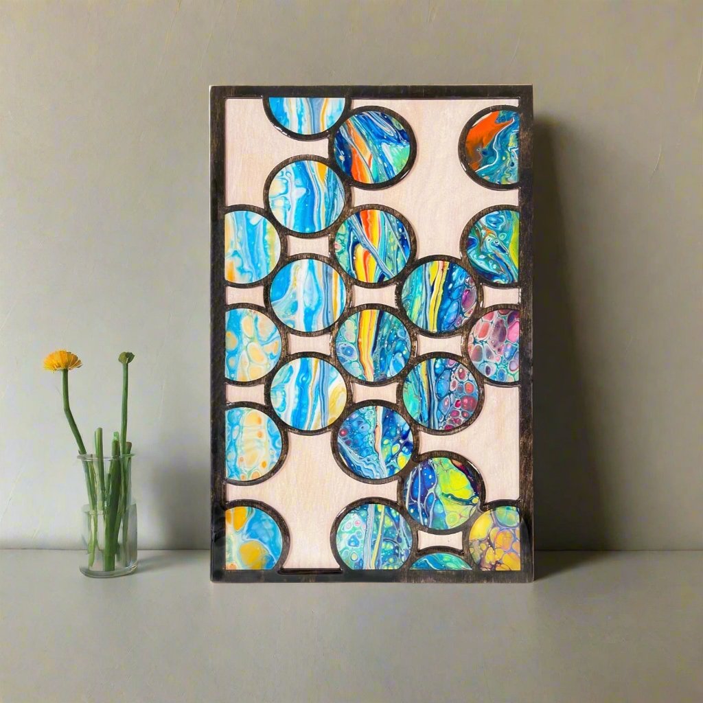 round abstract - wood inlays - Bubbles - Pashley Creations -
