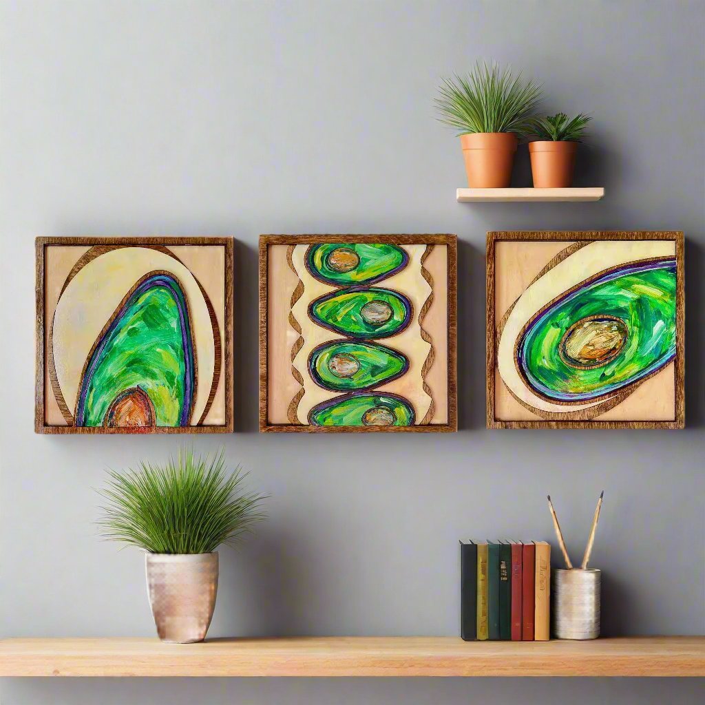 Avocados painting wood abstract laura pashley