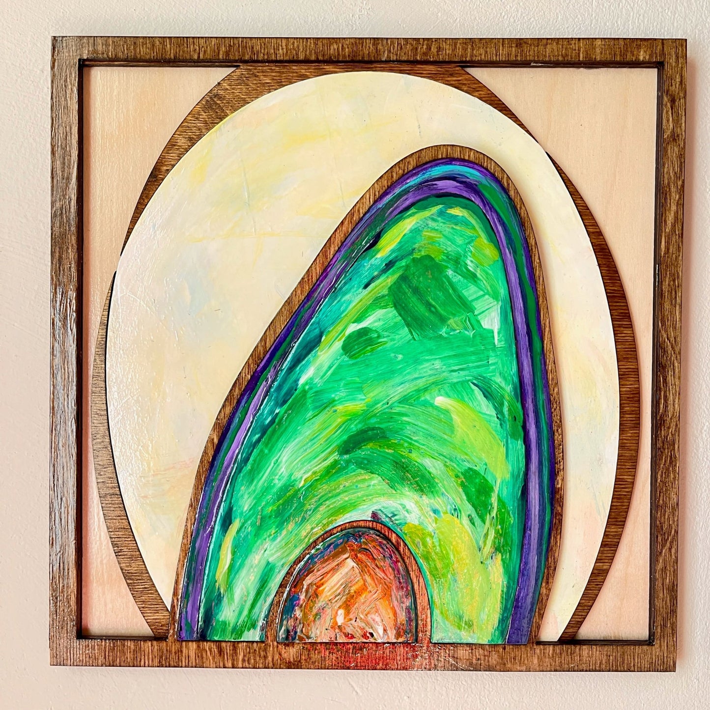 Abstract Avocados - 3 Panels, Wood Inlaid Wall Sculpture - Pashley Creations wood inlay