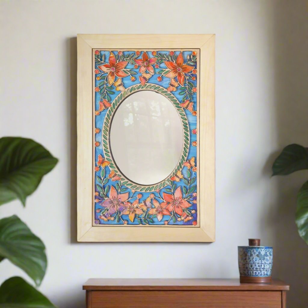 Beautiful Flower and Butterfly Mirror - Pashley Creations