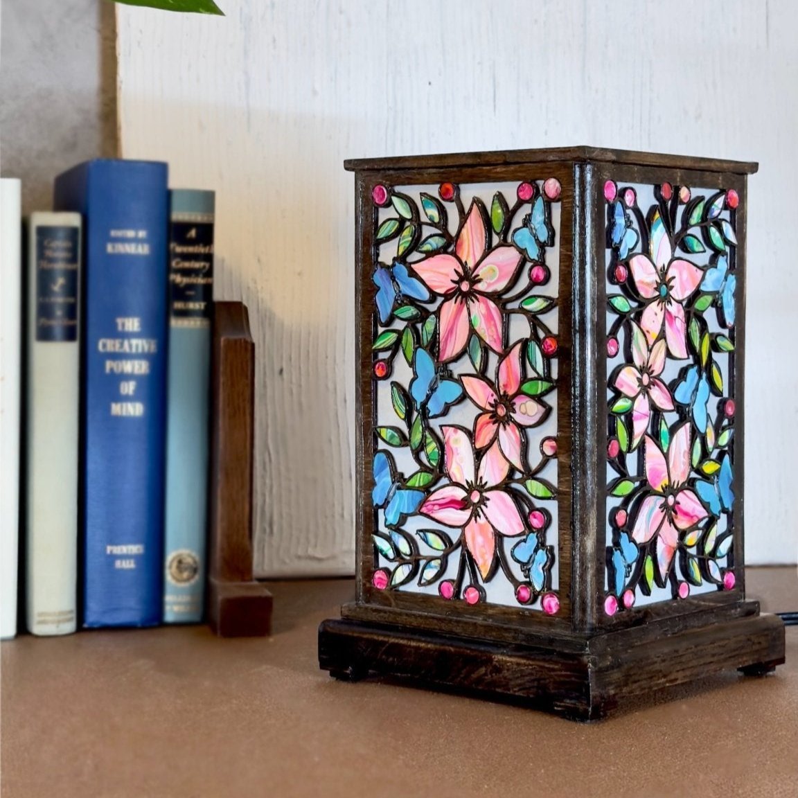 Boho Table Lamp with Flower and Butterflies - Pashley Creations