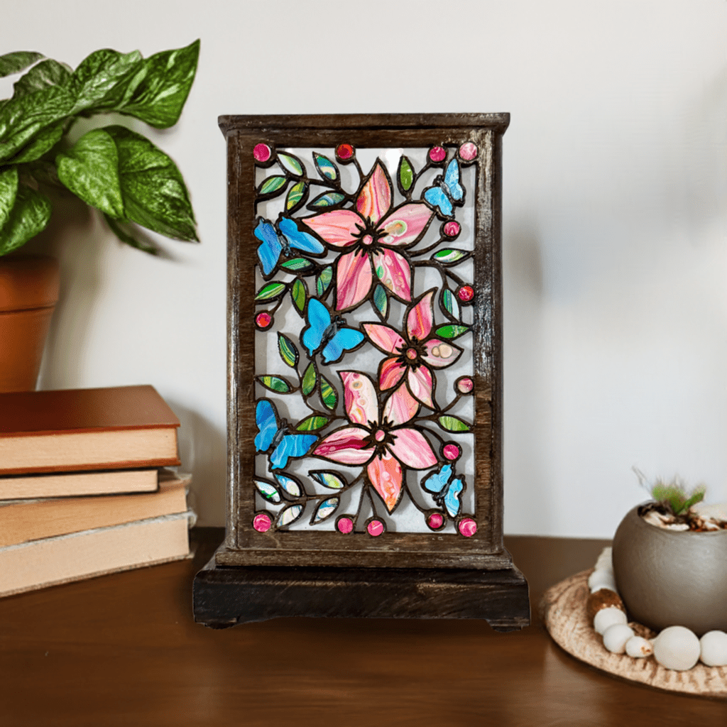 Boho Table Lamp with Flower and Butterflies - Pashley Creations