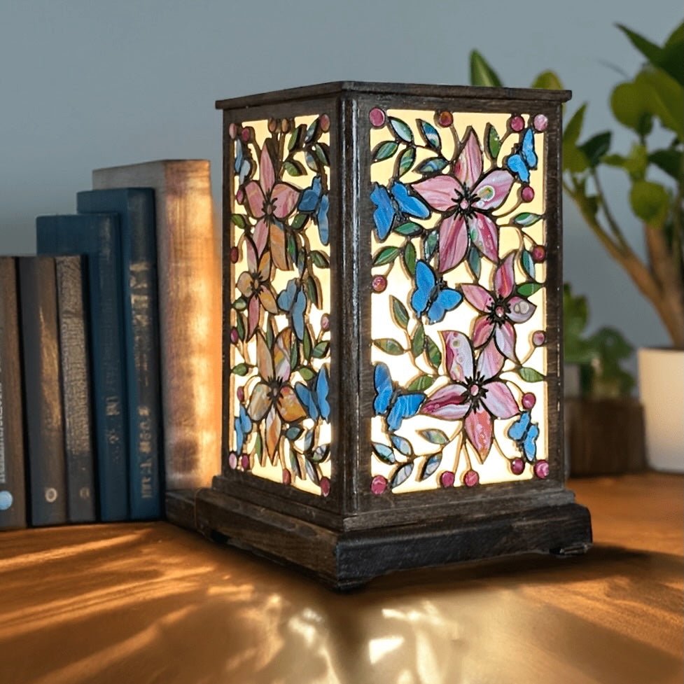 Boho Table Lamps with Flower and Butterflies - Pashley Creations