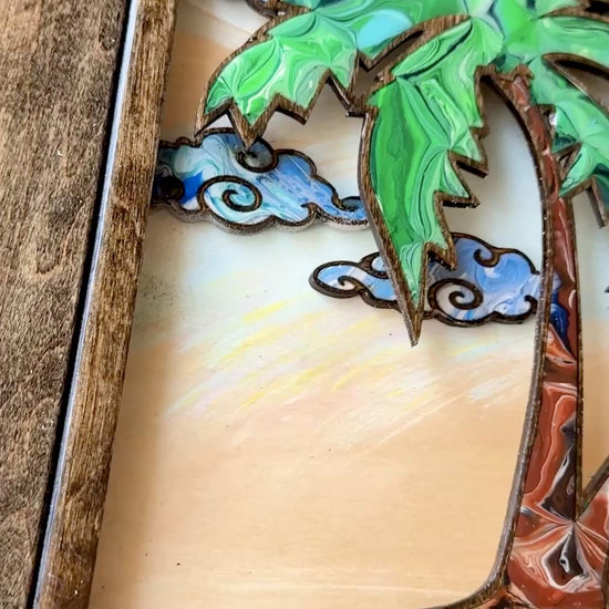 Palm Tree - 3D Inlay Mosaic Wood Wall Sculpture, Laura Pashley