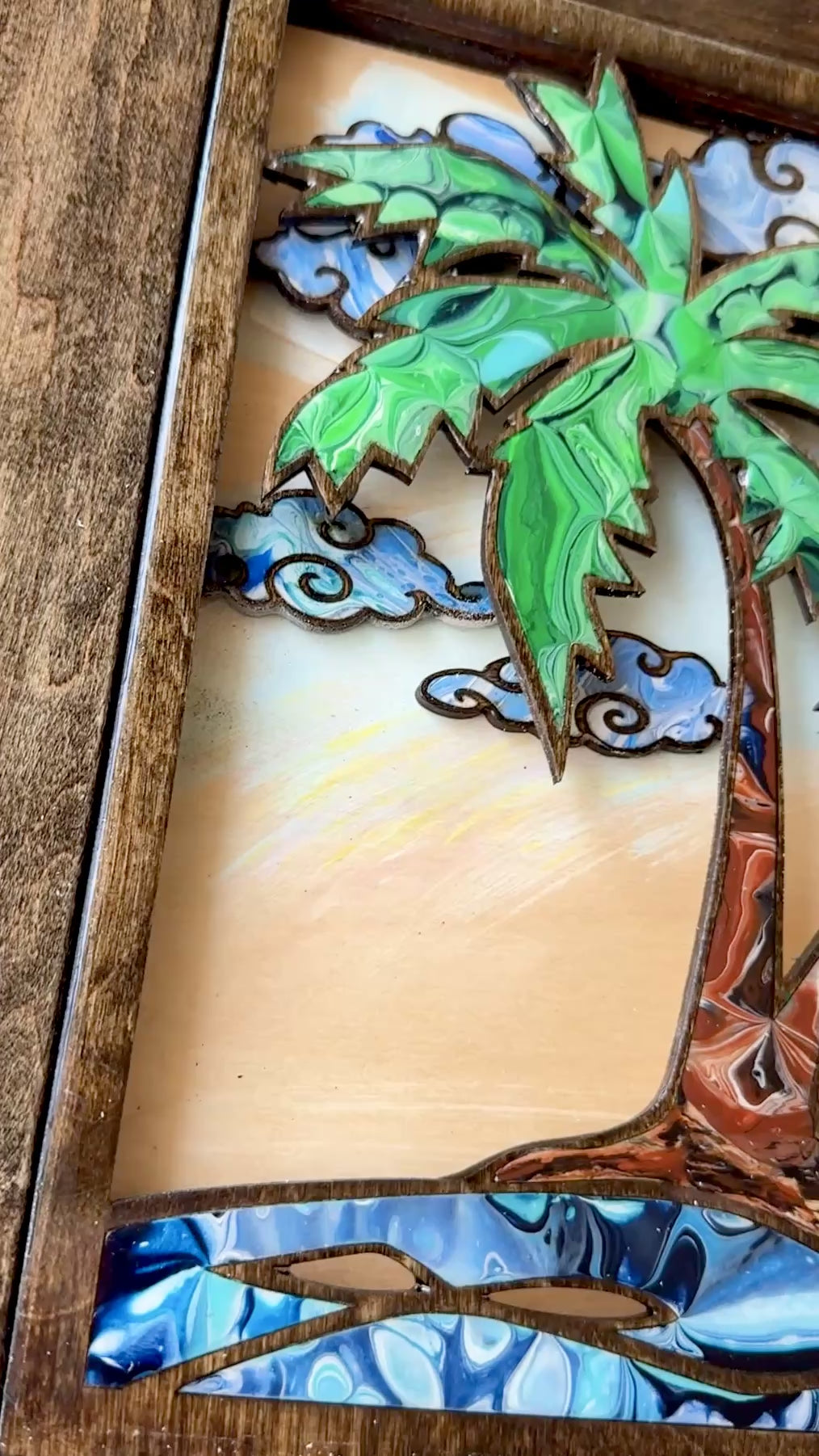 Palm Tree - 3D Inlay Mosaic Wood Wall Sculpture, Laura Pashley