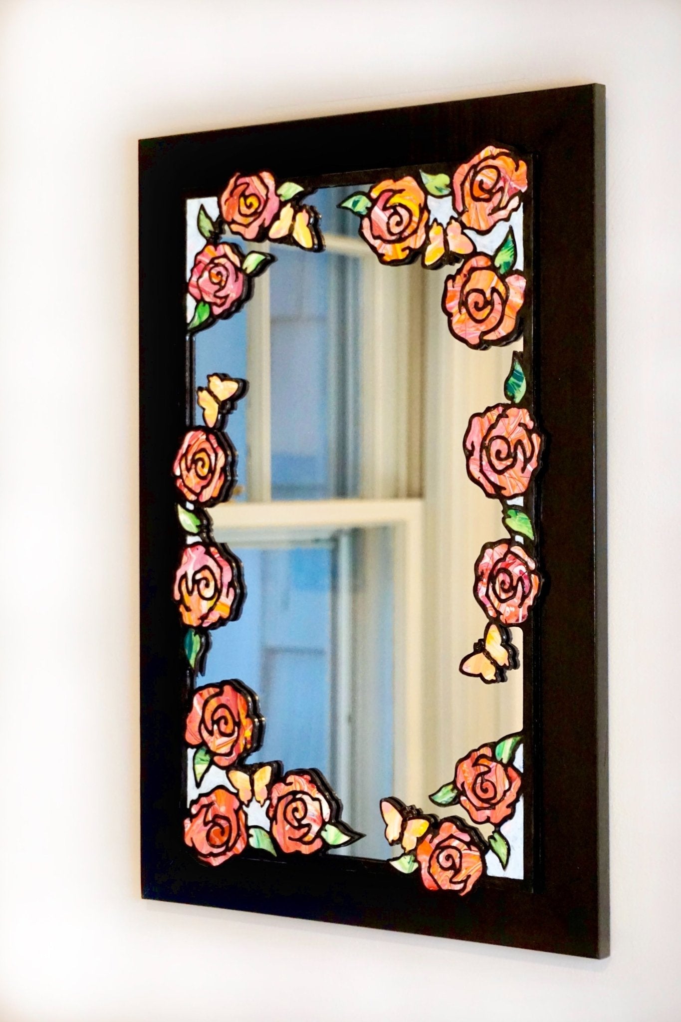 Red and Pink Flower Mirror - Pashley Creations