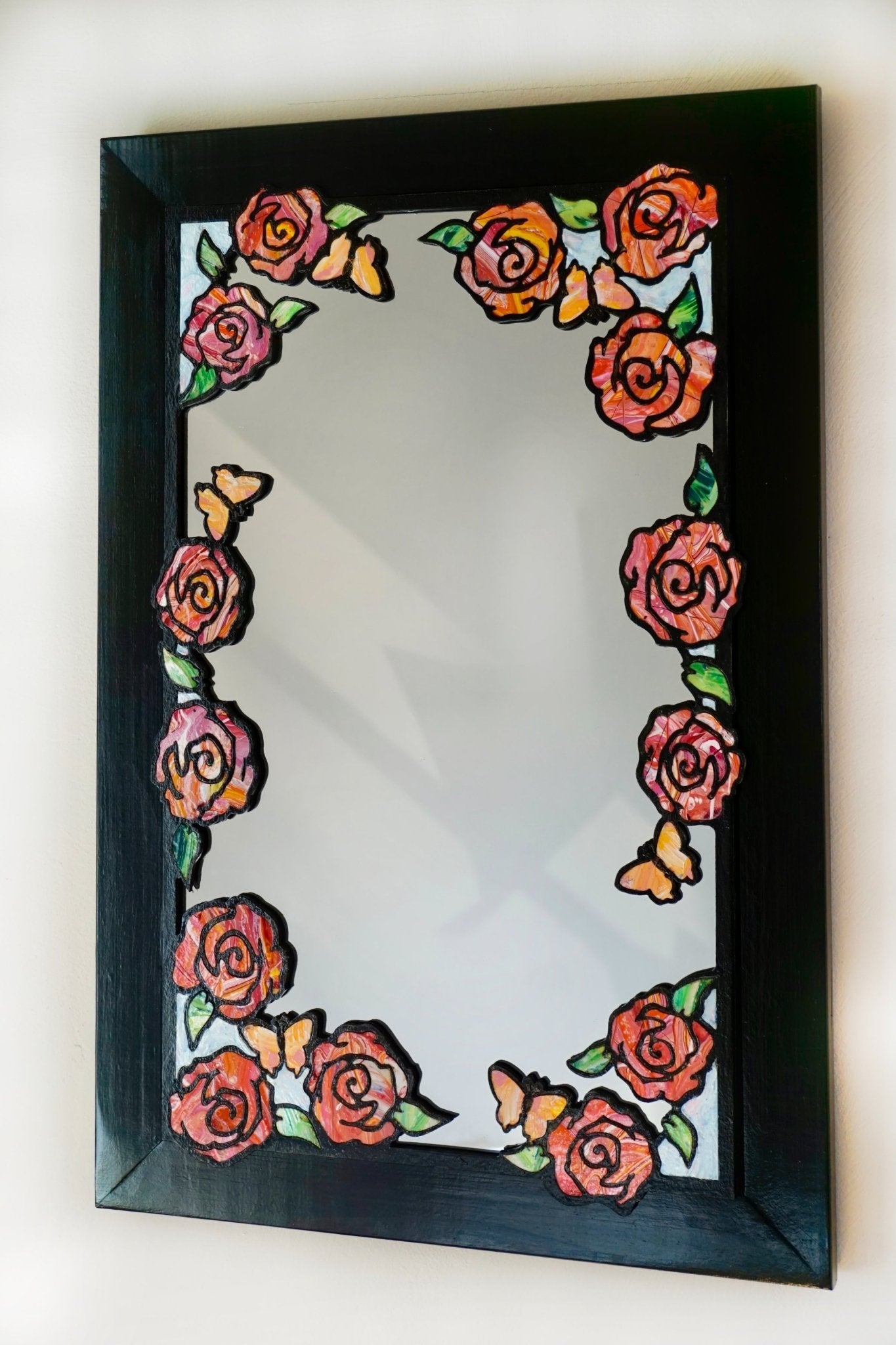 Red and Pink Flower Mirror - Pashley Creations