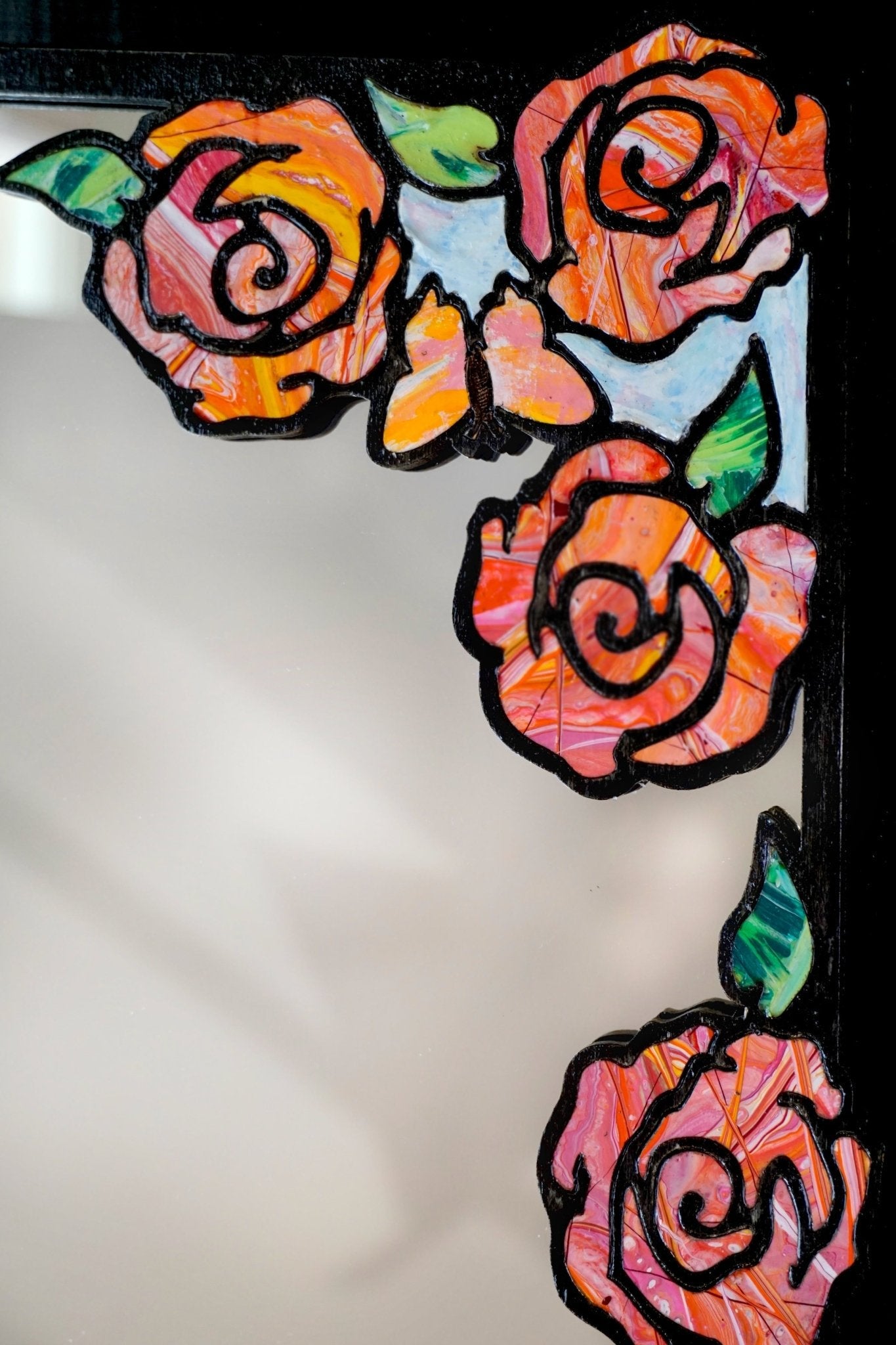 Red and Pink Flower Mirror - Pashley Creations