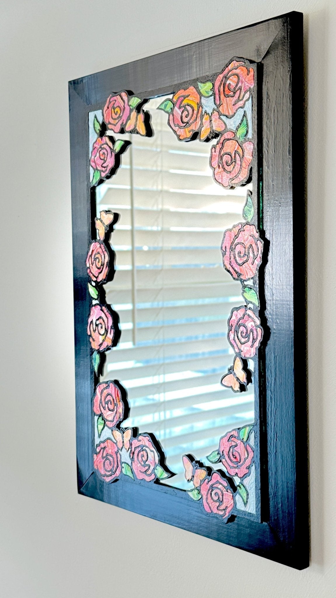 Red and Pink Flower Mirror - Pashley Creations