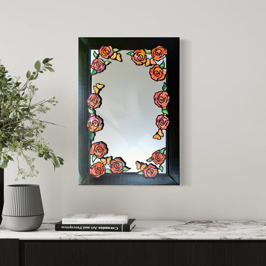 Red and Pink Flower Mirror - Pashley Creations