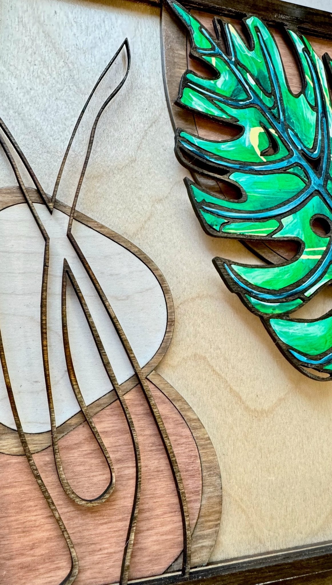 Tropical Leaves Wood Wall Sculpture - Pashley Creations