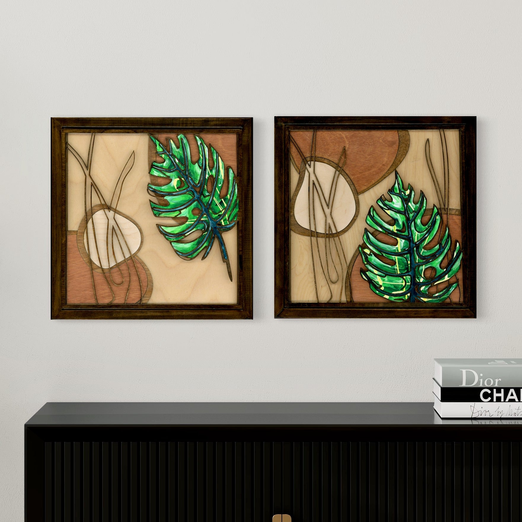 Tropical Leaves Wood Wall Sculpture - Pashley Creations